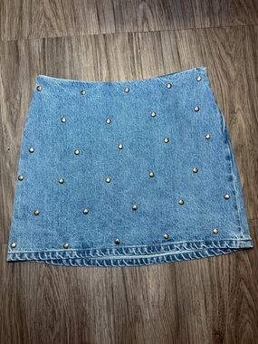 Women’s Studded Blue Denim Mini Skirt